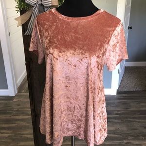 light pink crushed velvet top